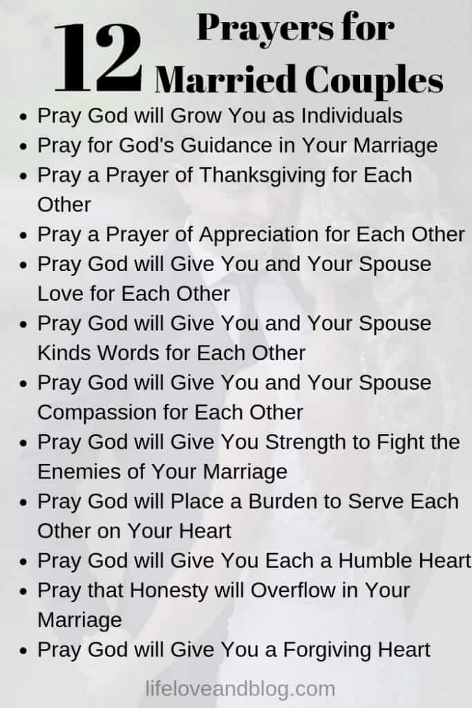 12 marriage prayers for couples